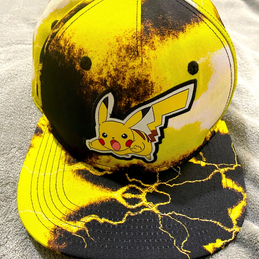 Bio World Game Freak Yellow & Black Lightning Pokemon Adjustable Snapback Hat